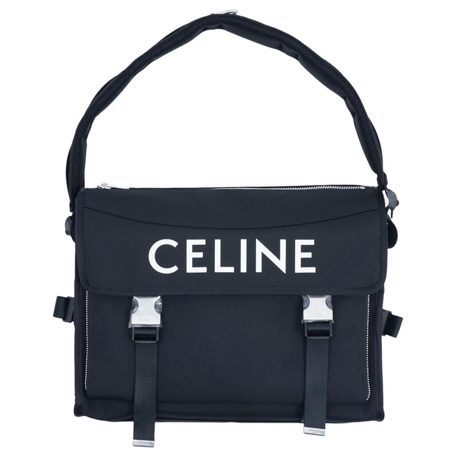 セリーヌ CELINE ラージ メッセンジャー CELINEプリント ナイロン 198712DMT.38SI ナイロン ロゴ クロスバッグ｜tbstore｜02