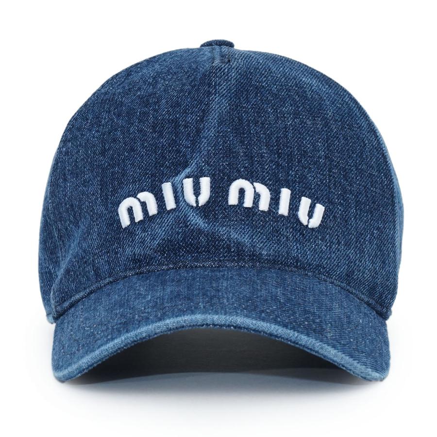 miumiu ミュウミュウ 5HC179-2F3W デニム キャップ ロゴ 刺繍 帽子人気