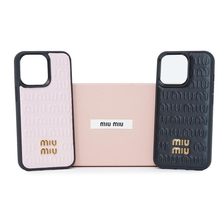 miumiu ミュウミュウ 5ZH149-2F5X レザー カバーiPhone 13 Pro用カバー