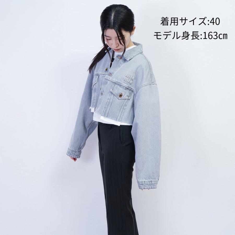 miu miumiu ミュウミュウ GWB148 GREY DENIM JACKET 刺繍 miu miumiu ミュウミュウ GWB148 GREY DENIM JACKET 刺繍