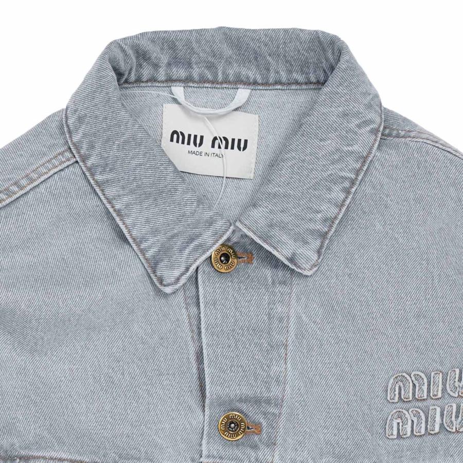 miu miumiu ミュウミュウ GWB148 GREY DENIM JACKET 刺繍 miu miumiu ミュウミュウ GWB148 GREY DENIM JACKET 刺繍