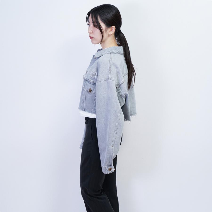 miu miumiu ミュウミュウ GWB148 GREY DENIM JACKET 刺繍 miu miumiu ミュウミュウ GWB148 GREY DENIM JACKET 刺繍