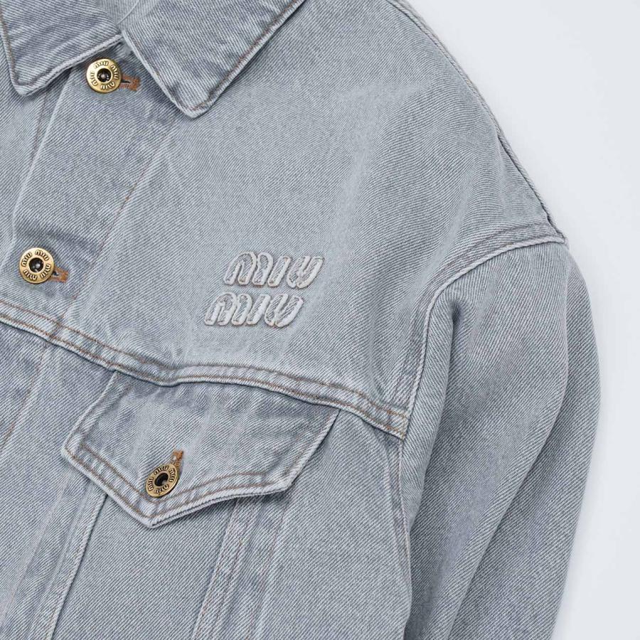 miu miumiu ミュウミュウ GWB148 GREY DENIM JACKET 刺繍 miu miumiu ミュウミュウ GWB148 GREY DENIM JACKET 刺繍