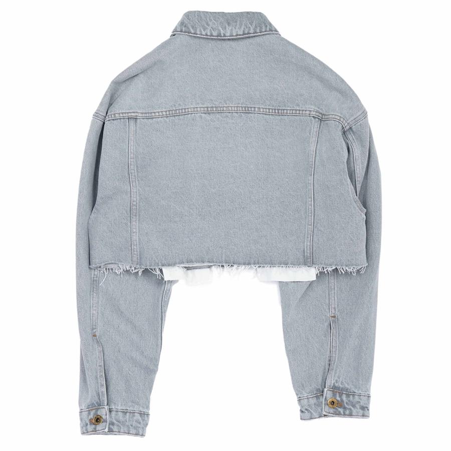 miu miumiu ミュウミュウ GWB148 GREY DENIM JACKET 刺繍 miu miumiu ミュウミュウ GWB148 GREY DENIM JACKET 刺繍