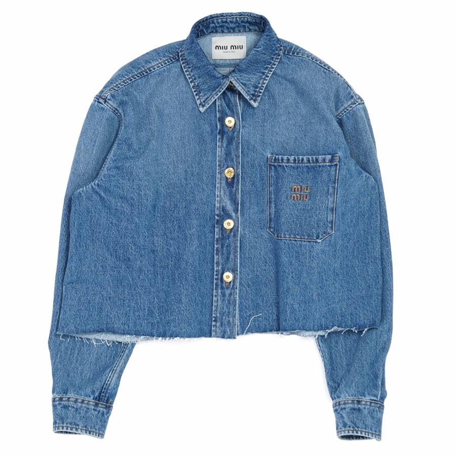 miu miumiu ミュウミュウ GWB186S232 DENIM JACKET 刺繍 ブルー miu miumiu ミュウミュウ GWB186S232 DENIM JACKET 刺繍 ブルー