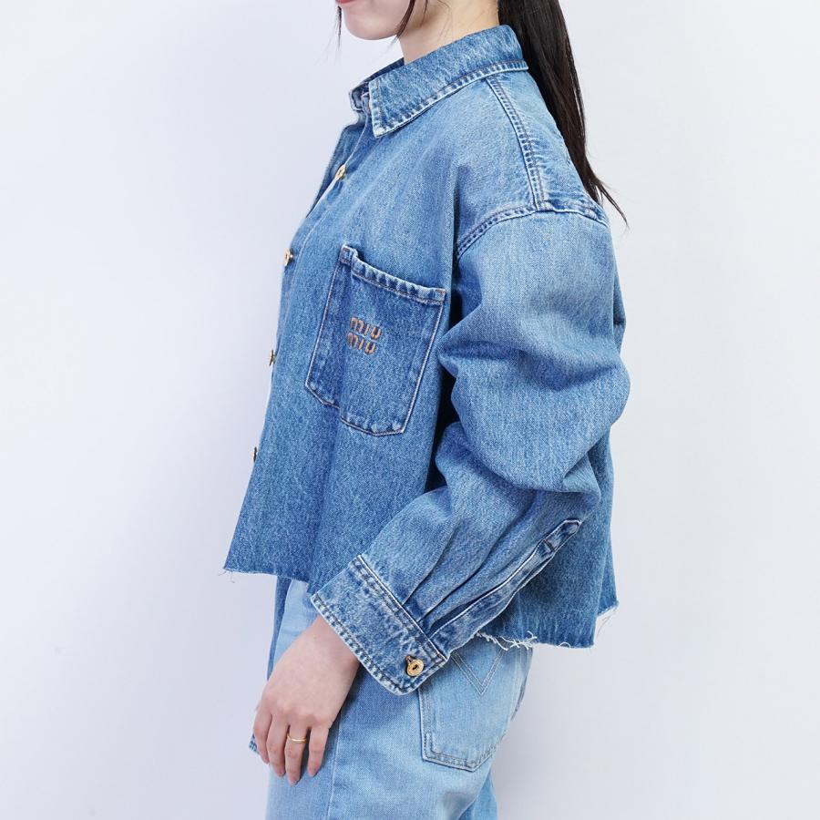miu miumiu ミュウミュウ GWB186S232 DENIM JACKET 刺繍 ブルー miu miumiu ミュウミュウ GWB186S232 DENIM JACKET 刺繍 ブルー