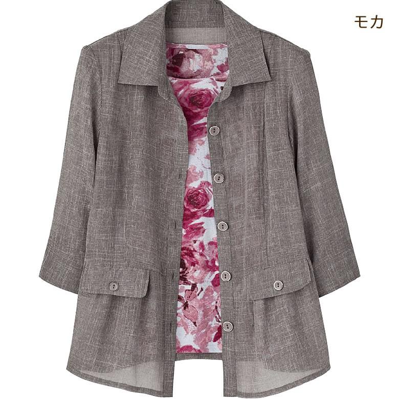 シニアレディースファッション 7分袖ジャケットアンサンブル（シニア 服 70代 80代 60代 ハイミセス 婦人 おばあちゃん服 お年寄り