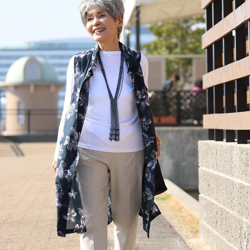 シニア ベスト レディース 70代 80代 女性 服 ファッション プレゼント 手描き花プリントロングベスト Cjs Ft11 Ra 8059 Tcマート シニアファッション 通販 Yahoo ショッピング