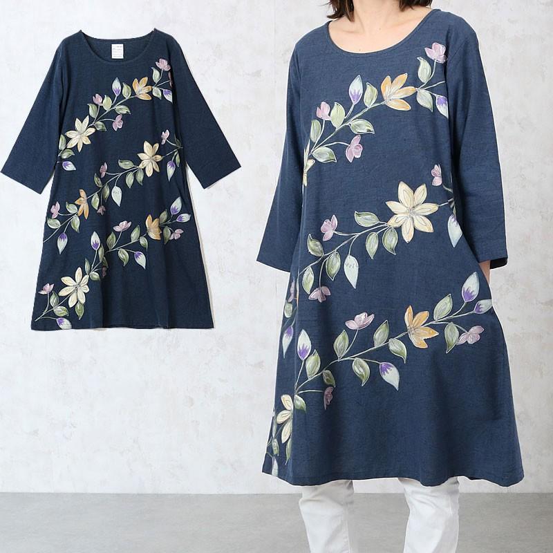 手描刺しゅう七分袖ワンピース シニアファッション 60代 70代 80代 婦人 レディース おばあちゃん服 お年寄り 高齢者 敬老の日 プレゼント Cjs Ft5 Ra 6012 Tcマート シニアファッション 通販 Yahoo ショッピング