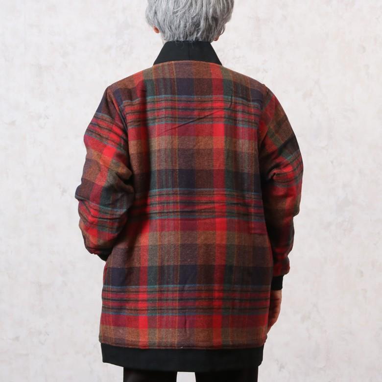 チェック柄裏ボアホームジャケット 秋冬（シニアファッション 70代 80