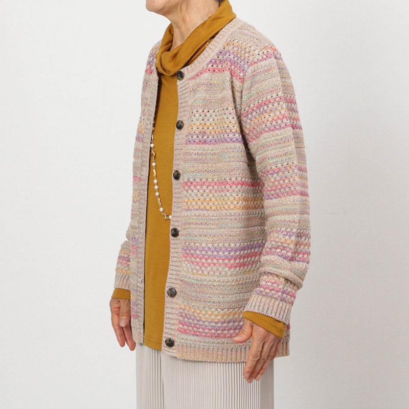 シニアファッション 80代 レディース カーディガン 70代 女性 服 おばあちゃん プレゼント かすり織り柄 カーディガン 秋冬 前開き Csfft7 0024 Tcマート シニアファッション 通販 Yahoo ショッピング
