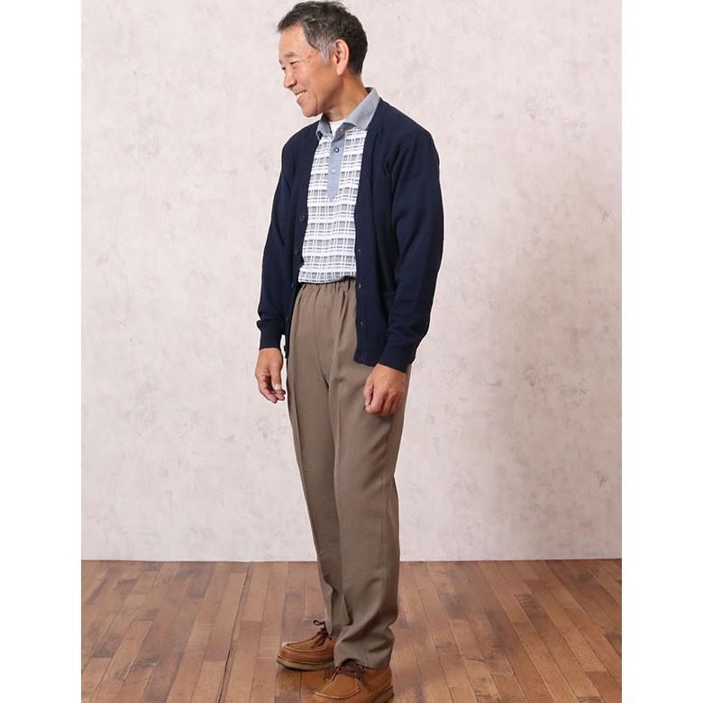 高齢者 ズボン男性 紳士 夏素材 後ろポケット付スラックスパンツ 股下65cm 60代 70代 80代 シニア 服 男性 高齢者 ズボン 父の