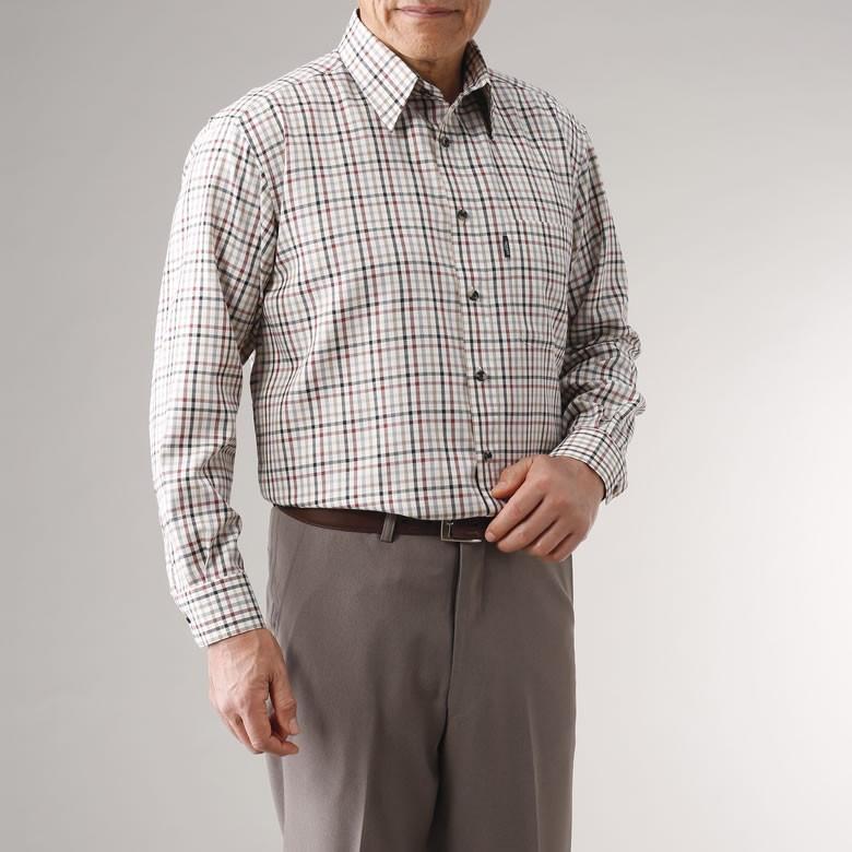 シニア メンズ ファッション チェック柄シャツ2色組 70代 80代 男性