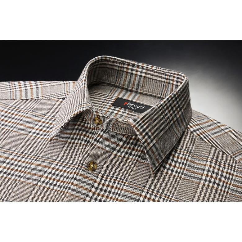 シニア メンズ ファッション ウール入りチェック柄シャツ2色組 70代