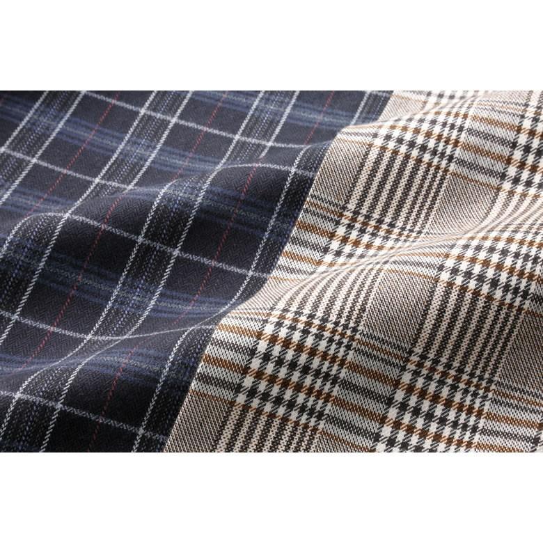 シニア メンズ ファッション ウール入りチェック柄シャツ2色組 70代