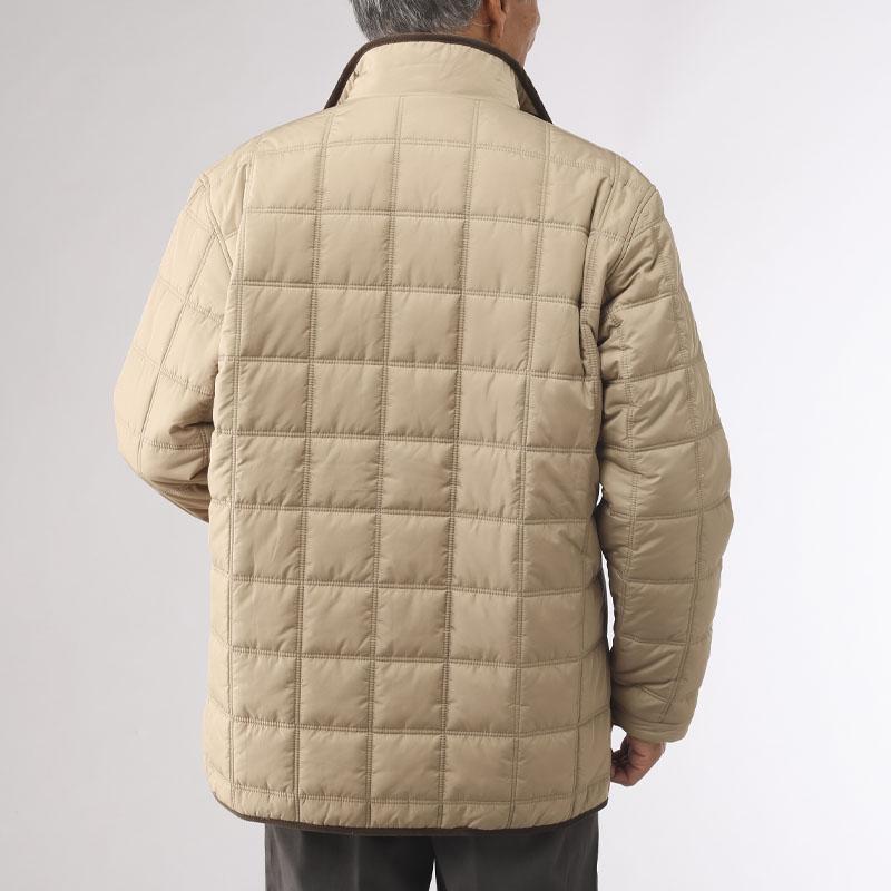 紳士ブロックキルト中綿ジャケット シニア服 80代 70代 60代 メンズ 紳士服 高齢者 おじいちゃん ブロック