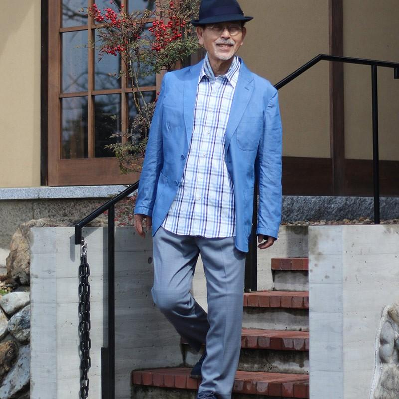 デニム テーラード ジャケット ブルー シニアファッション 70代 80代 60代 男性 メンズ おじいちゃん服 春夏 父の日 プレゼント