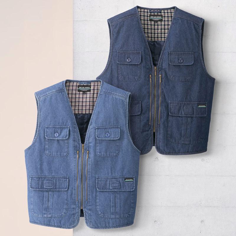 シニア 服 メンズ 80代 高齢者 70代 超高品質で人気の 男性 中綿デニムベスト 父の日 ファッション プレゼント 6ポケット