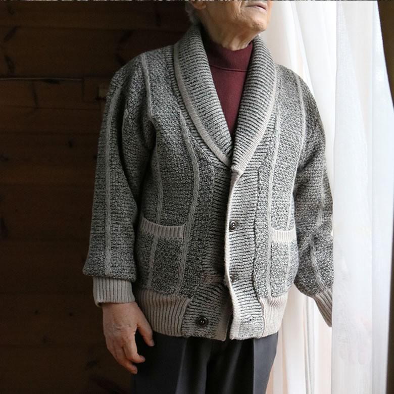 紳士 ウールショールカラーカーディガン シニアファッション 60代 70代