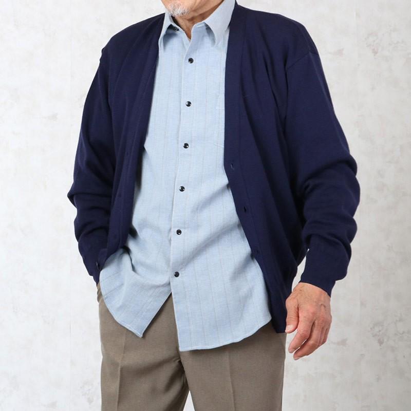 しじらストライプ スナップボタン夏長袖シャツ シニアファッション 70代 80代 60代 男性 メンズ おじいちゃん服 春夏 敬老の日
