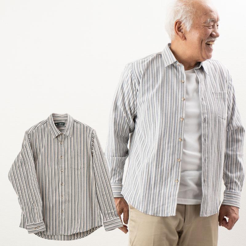 シニア服 80代 70代 60代 メンズ 紳士服 高齢者 おじいちゃん ストライプ柄 長袖 ストレッチシャツ 敬老の日 プレゼント ギフト Cuk Mt7 41 4624 Tcマート シニア服 シルバーカー 通販 Yahoo ショッピング