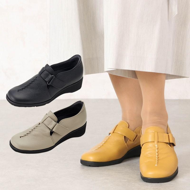 エッセンシャルズ 本革レザー スクエアトゥ カジュアルベルトシューズ シニアファッション 70代 80代 60代 高齢者 靴 婦人 レディース 70代 80代 正規店仕入れの Www Skylanceronline Com