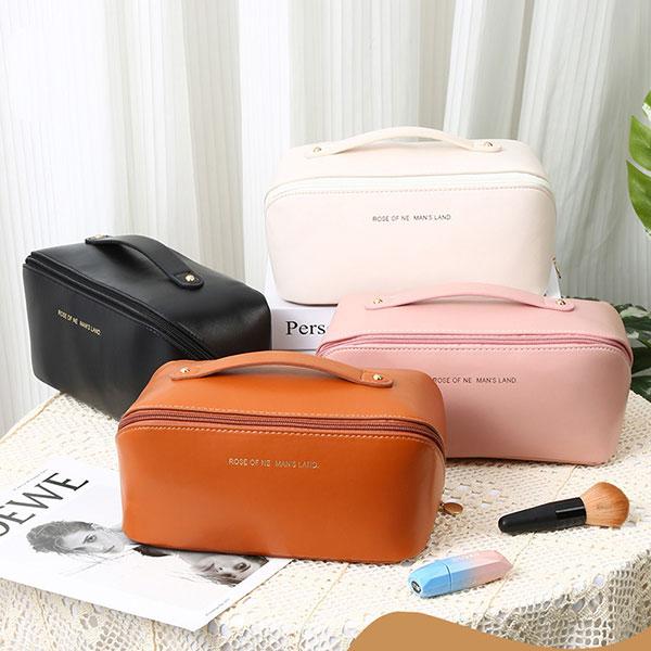 在庫処分 化粧ポーチ メイクポーチ バニティポーチ メイクボックス コスメポーチ 大きめ 大容量 トラベルポーチ レザー 仕切り付き | ブランド登録なし | 05