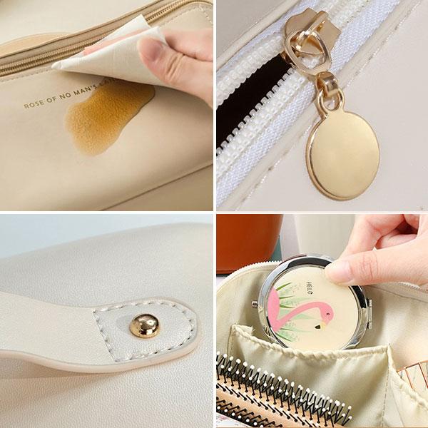 在庫処分 化粧ポーチ メイクポーチ バニティポーチ メイクボックス コスメポーチ 大きめ 大容量 トラベルポーチ レザー 仕切り付き | ブランド登録なし | 10