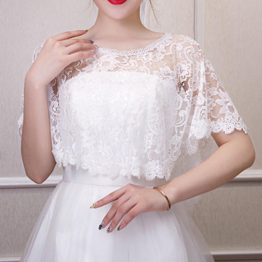 ボレロ ケープ 結婚式 ホワイト 白 レース ドレス ショール 華やか 半袖