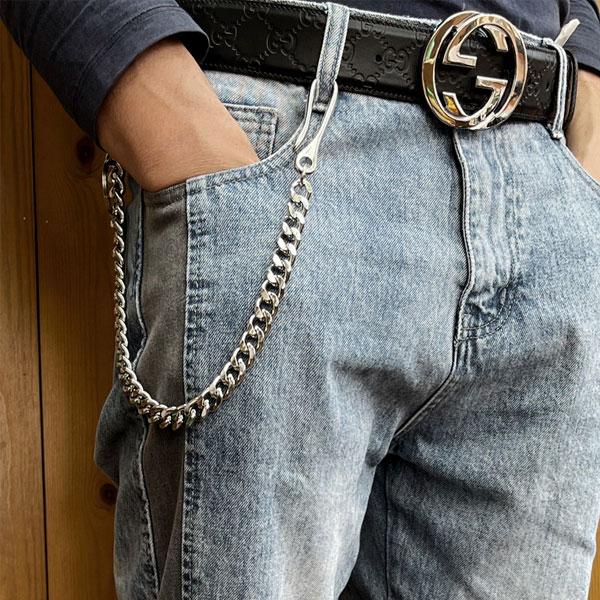 ウォレットチェーン 喜平 シルバーカラー 財布チェーン キーチェーン 50cm メンズ アクセサリー の商品画像