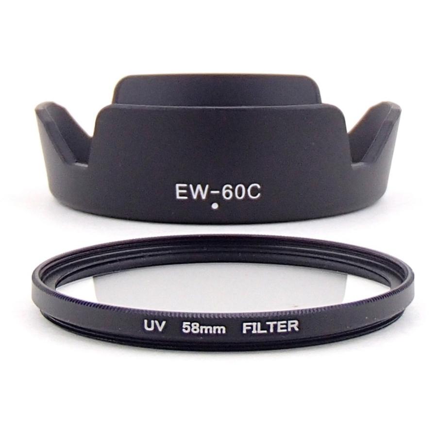 Canon キャノン レンズフード EW-60C (2) 互換品&58mmレンズ Canon キャノン レンズフード EW-60C (2) 互換品&58mmレンズ