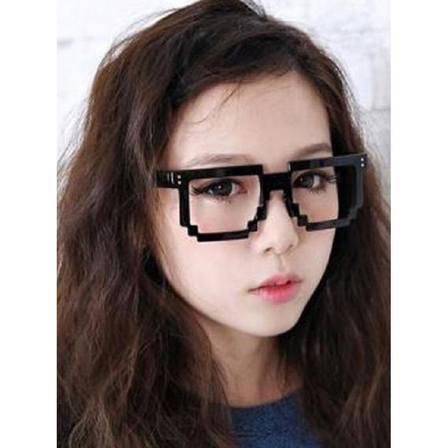 インベーダー モザイク ブロック ドット 伊達メガネ（レンズなし