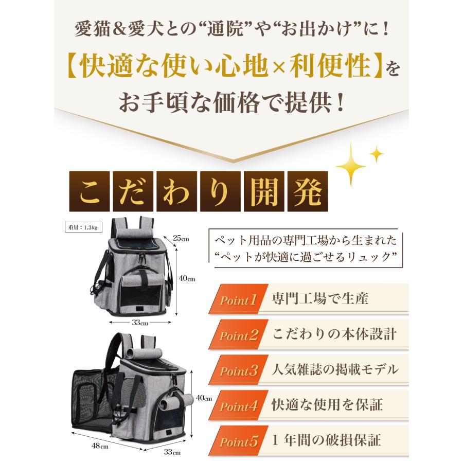 ペットキャリーバック ペットキャリーリュック ペットリュック ペット キャリー ペットキャリー リュック バッグ ペット キャリー 猫 犬 旅行 通院 被災 災害 | Rozally | 06