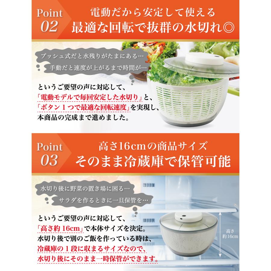 Rozally 【雑誌掲載モデル】 サラダスピナー 野菜水切り器 電動 野菜