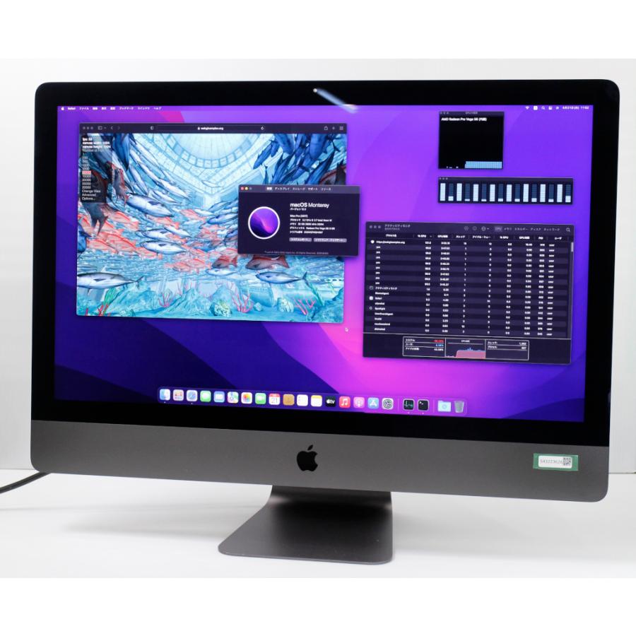 Apple iMac Pro 2017 Xeon W-2140B 3.2GHz 32GB 1TB(SSD) Radeon Vega56 8GB 27インチ Retina 5K 5120x2880ドット macOS Monterey