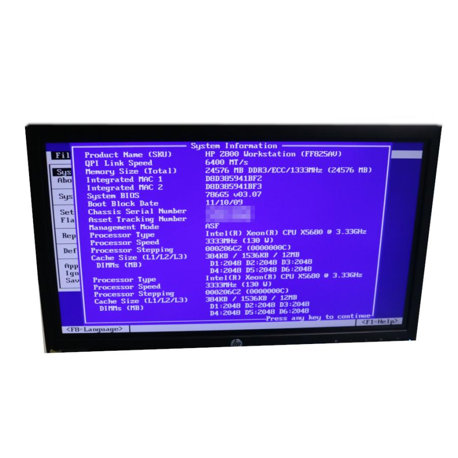 デスクトップパソコン 【JUNK】hp Z800 Workstation 水冷 Xeon X5680