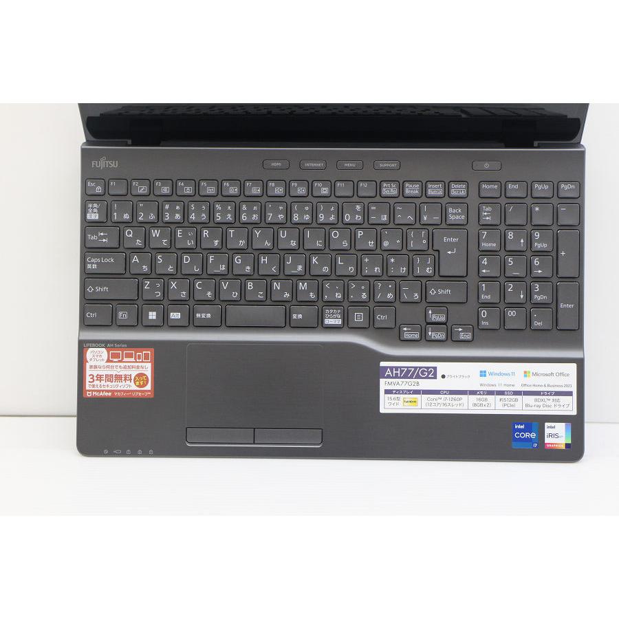 ノートパソコン 富士通 LIFEBOOK AH77/G2 Core i7 1260P 2.1GHz/16GB 