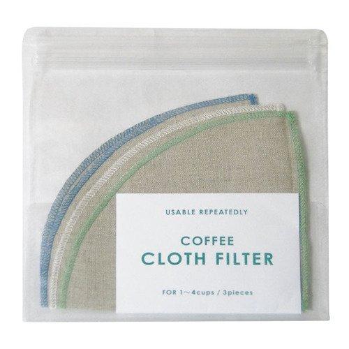 洗って繰り返し使えるコーヒーフィルター CLOTH FILTER 1〜4杯用3枚入り 日本製 (アソート3色 寒色 グリーン ホワイト ブルー