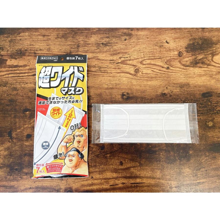 クリーンエイド 超ワイドマスク 個包装 7枚入 × 2個セット 大きいサイズ ビッグサイズマスク アズフィット :widemask-2set:ティーシーアイストア 通販 特大 マスク 大きいサイズ 男性用 不織布 7枚入り 超ワイドマスク クリーンエイド 使い捨てマスク メール便送料無料 99%カット 飛沫対策 ハウスダスト 使い捨て 顔が大きい ビッグサイズ LL XL 男性 九重 龍二 千代大海 プレゼント ギフト プロペラ市場店店