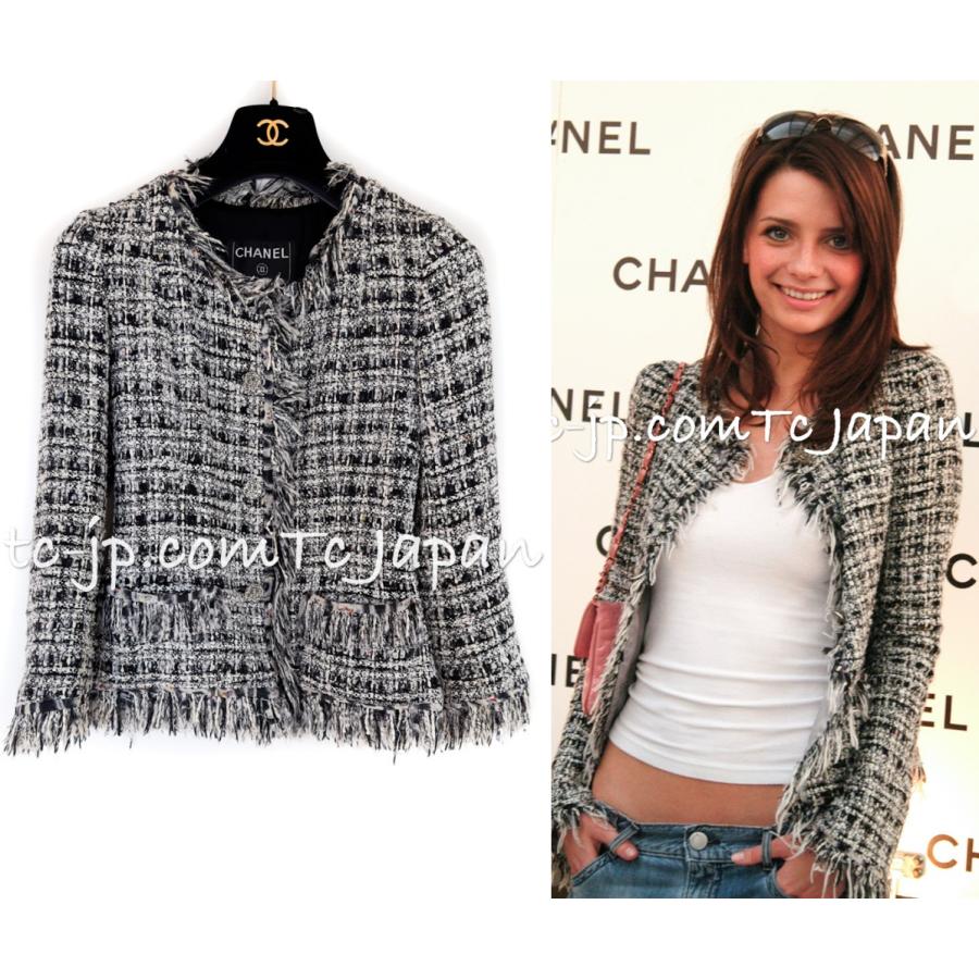 CHANEL シャネル ジャケット アイボリー・ブラック・フリンジ  