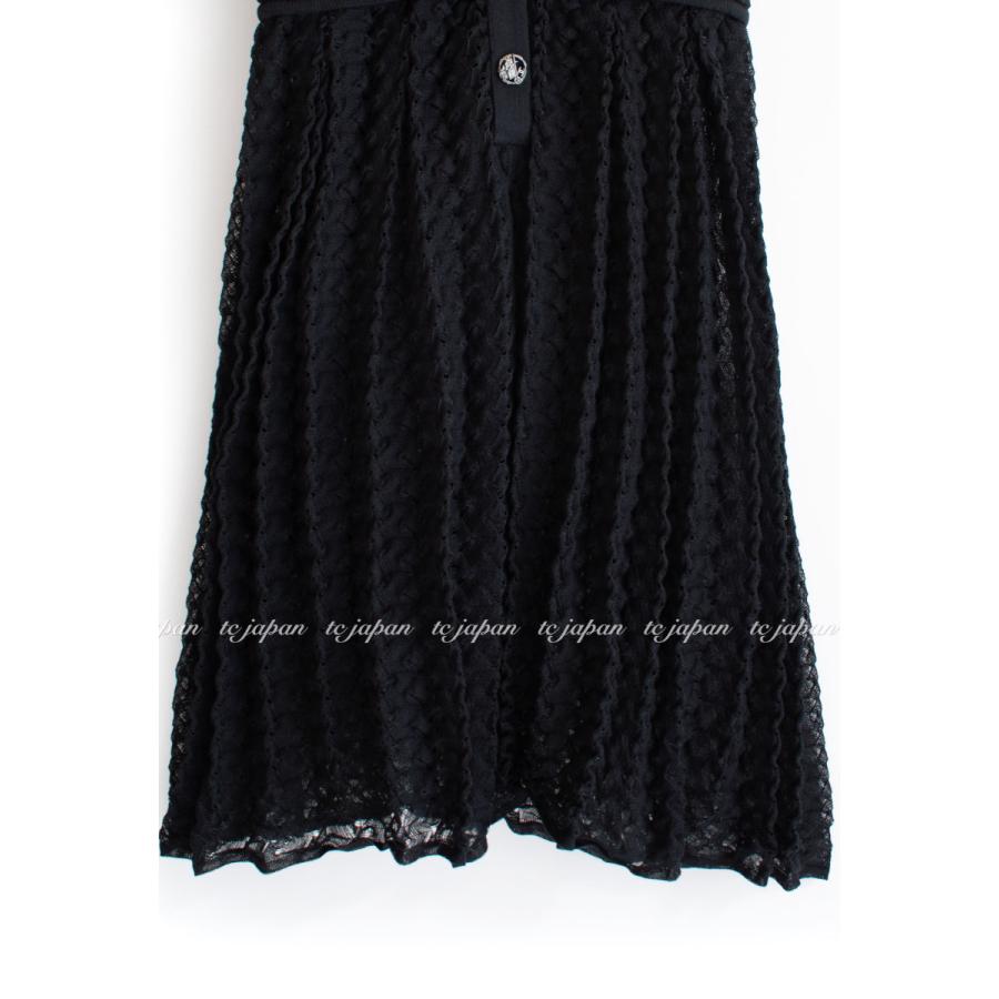 CHANEL シャネル ワンピース ブラック ワッフル ニット CCロゴボタン  