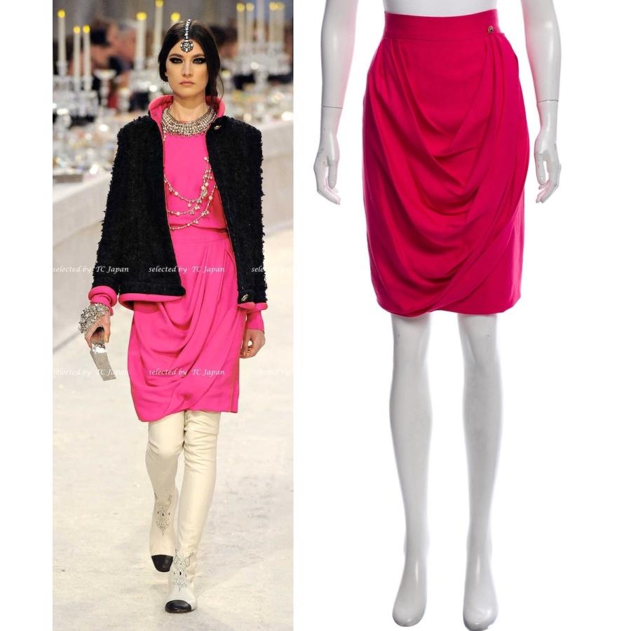 26日までCHANEL 24-25AWシルクスカートレッド&フューシャ　シャネル CHANEL 24-25AW シルク スカート レッド&フューシャ シャネル