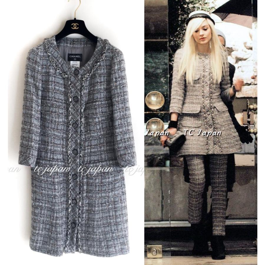 シャネル ワンピース レディースファッション コート アウター コート Chanel グレー チェーン トリミング ツイード F42 13bgraychaintweedlongcoat42a シャネル専門店 Tc F42 13bgraychaintweedlongcoat42aならショッピング ランキングや口コミも豊富なネット通販 更に