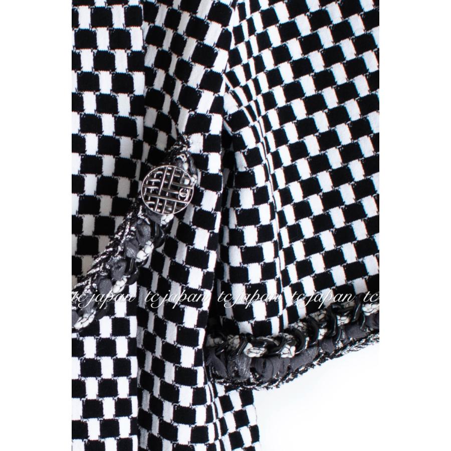 CHANEL シャネル コート 新品同様 チェック柄 ホワイト・ブラック 