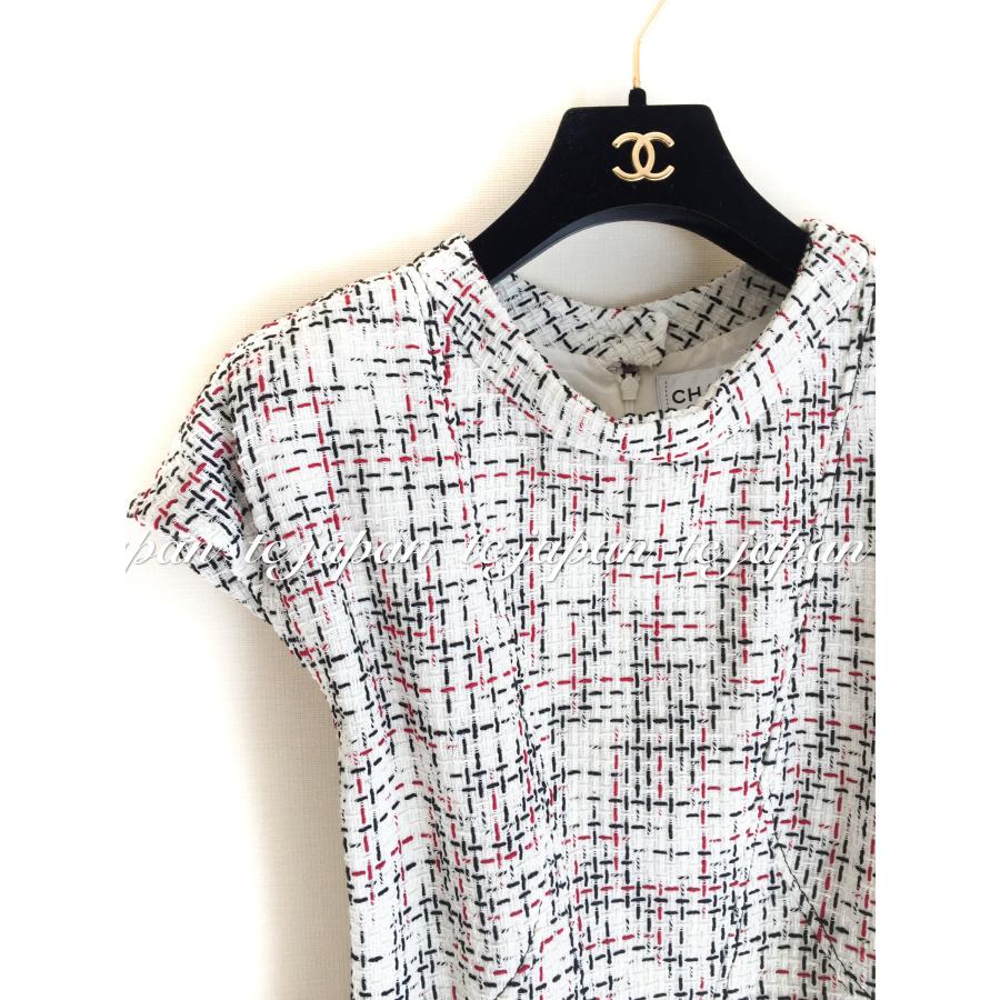 CHANEL シャネル ワンピース ホワイト・レッド・ツイード CC CHANEL シャネル ワンピース ホワイト・レッド・ツイード CC