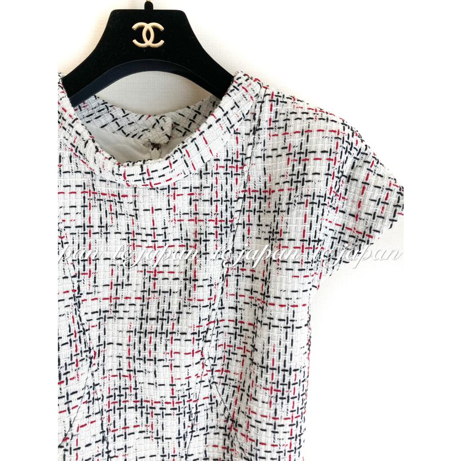CHANEL シャネル ワンピース ホワイト・レッド・ツイード CC CHANEL シャネル ワンピース ホワイト・レッド・ツイード CC