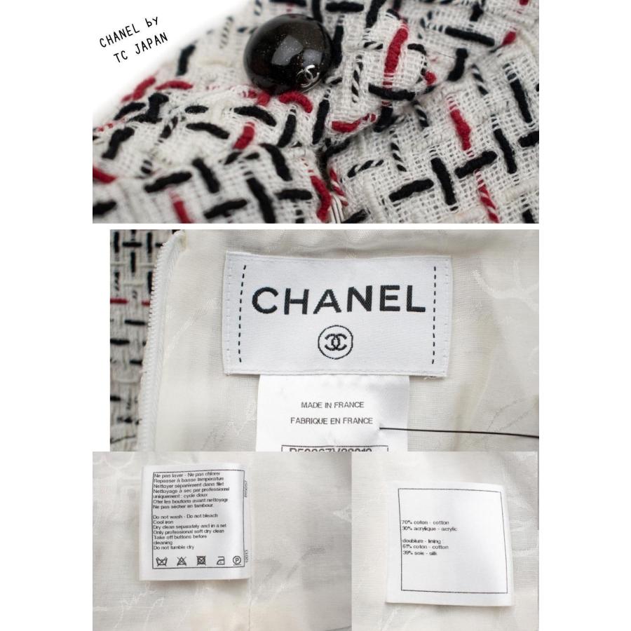 CHANEL シャネル ワンピース ホワイト・レッド・ツイード CC CHANEL シャネル ワンピース ホワイト・レッド・ツイード CC