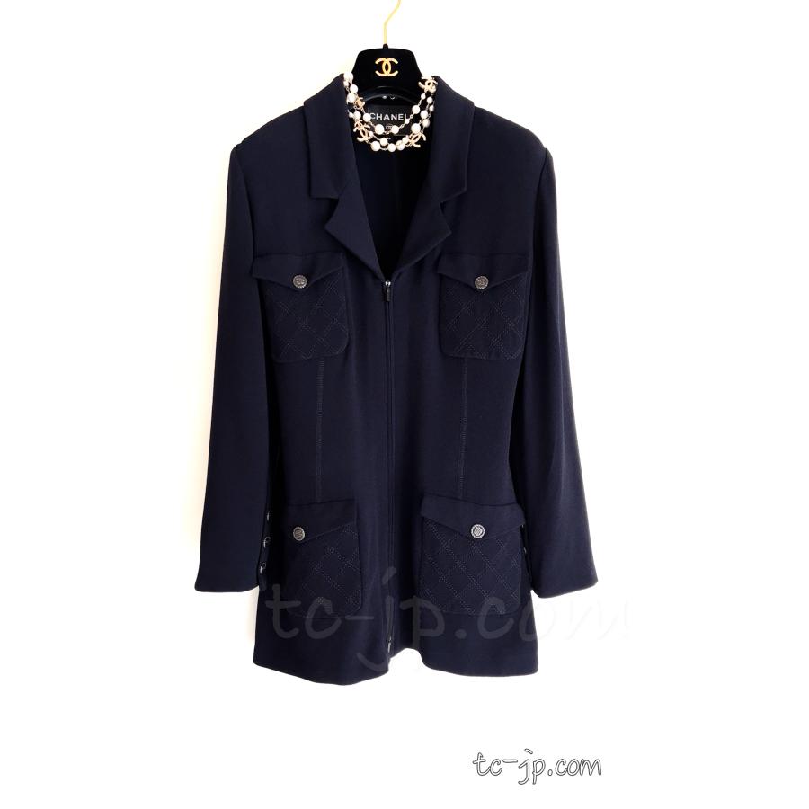 CHANEL シャネル ジャケット 新品同様 ネイビー・ジッパー F44  