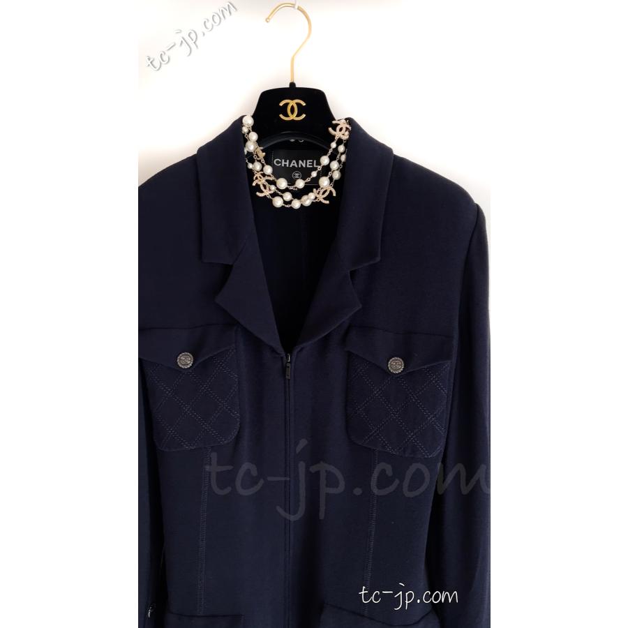CHANEL シャネル ジャケット 新品同様 ネイビー・ジッパー F44  