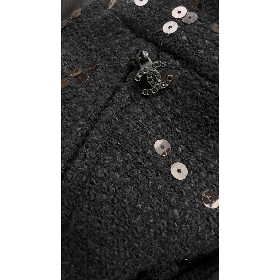 シャネル スカート CHANEL ブラック ルサージュ スパンコール コットン ウール カール・ラガーフェルド 貴重 超美品 34 40の画像